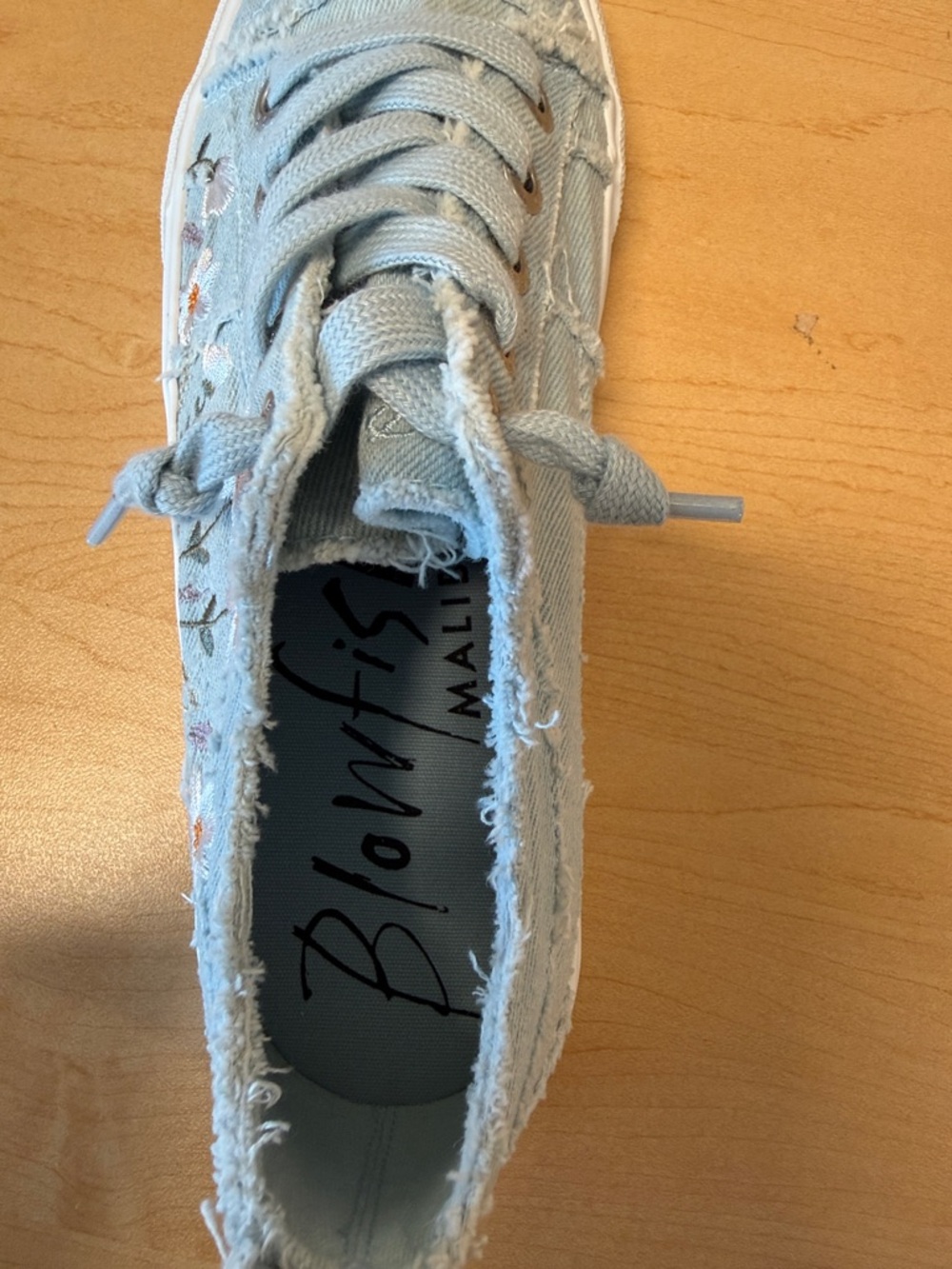 Blowfish Ice Blue Denim Floral-Accent Sneakers - Picture 6 of 6
